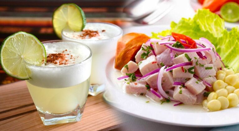 Peruvian pisco sours ceviche