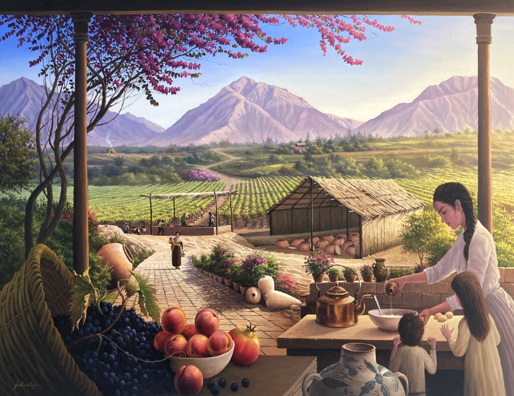 Moqueguan painting illustrating wine culture found at Bodega Viejo Molino in Moquegua | Photo by Daniel Quintero