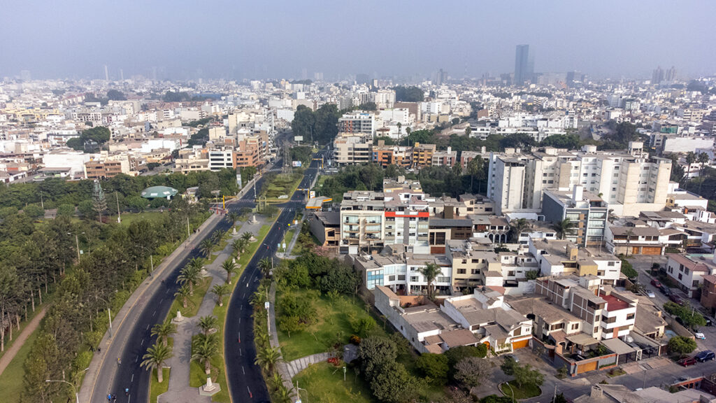 Aerial view of San Borja district in Lima.